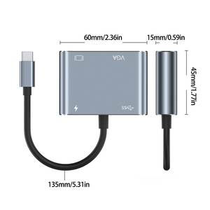 Adaptateur USB C Type C vers VGA USB3.0 HDMI-compatible Convertisseur audio-vidéo PD 87W Chargeur rapide pour Macbook Pro Samsung S9 S10 - Product Image 4