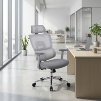 Chaise de bureau ergonomique moderne en maille avec accoudoirs et appuie-tête 3D réglables, base coulissante - Usage commercial