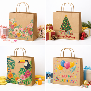 Bolsa de Regalo de Papel <span class=keywords><strong>Kraft</strong></span> Ecológica Biodegradable Impresa Personalizada con Asas para Navidad, Cumpleaños, Año Nuevo, Eventos y Regalos - Product Image 2