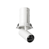 Spot LED COB Télescopique 220V à Angle de Faisceau Réglable 15/24/36/50D, Plafonnier Encastré pour Magasin Commercial