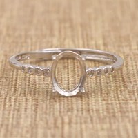 Sterling Silber 4*6/5*7/6*8/7*9/8*10/9*11/10*12mm Halbmontierter Ringrahmen, leerer Rohling, S925-Basis ohne Mittelstein für DIY-Einlage