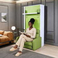 Lit Murphy moderne gain de place avec cadre métallique et lattes en bois, design mural pliable, taille et couleur personnalisables, montage facile