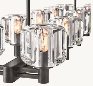 Lustre linéaire personnalisé en nickel métal cristal clair LED décoration intérieure suspension pour cuisine chambre île - Product Image 6