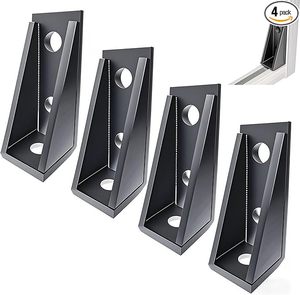 HENENG 4 pièces de raccords à goussets à 90 degrés pour canal de 1-5/8 po, supports de connexion à angle droit à 3 trous, acier de 5,7 mm d'épaisseur - Product Image 2