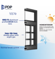 Toldo de vidrio doble de aluminio de estilo chino antiguo PDP, ventana insonorizada, patrón de celosía de rotura térmica para uso exterior
