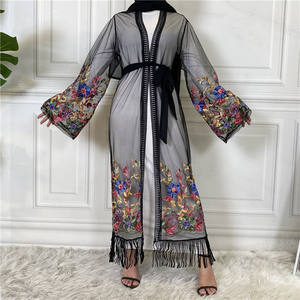 Cárdigan largo de poliéster con estampado para mujer, ropa musulmana islámica Abaya, bonito diseño - Product Image 2