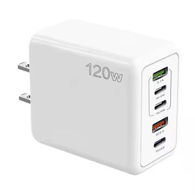 120W USB Type C Gan 5 Ports Wall Charger Travel Power Adapter Fast Portable Mobile Phone Chargers Adapters