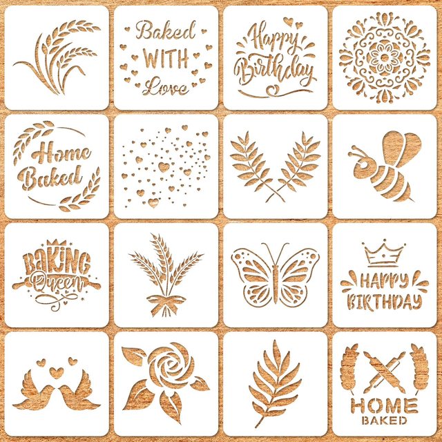 Artisan Bread Stencils | Bread, Cake, Coffe, Pie & Cookie Stencils for Decorating Your Own Unique Design Baking Stencil Set