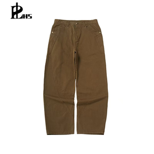 Pantalones Cargo Curvos de Algodón para Hombre, Estilo Retro Americano, Corte Holgado, Teñido en Acción, Personalizados, de Felpa Francesa Pesada, Tipo Baggy - Product Image 6