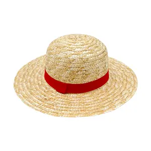 Promozionale primavera estate personalizzare per bambini paglia Luffy cappello da sole carta bianca cappelli di paglia per genitore-bambino cappello gov Anti UV grande tesa