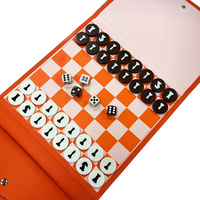 Benutzer definierte tragbare Reise Schachspiel Leder Roll-up Backgammon Board mit Checker Pieces