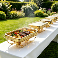 Chauffe-Plat Décoratif en Acier Inoxydable FLEY pour Buffets de Mariage en Extérieur, Petits Déjeuners d'Hôtel et Achats en Gros