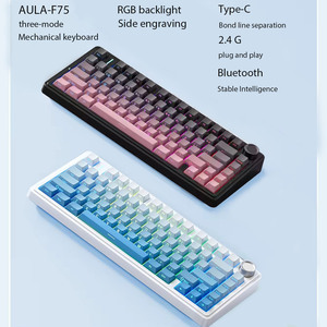 F75 Custom Computer 75% Mechanical Keyboard Keycaps Mini Portable Blue Switch Gaming Three Mode USB-C LED Ergonomic Customized R - Product Image 3