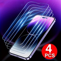 4 Buah Pelindung Layar Kaca Tempered HD untuk iPhone 11 12 13 14 15 16 17 Pro 13 14 15 16 17 Pro Max 17 Air 16e 14 15 16 Plus