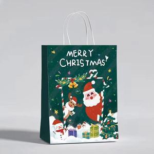 Factory Wholesale Recyclable Multiple Colors Christmas Kraft Shopping Ornament <b>Paper</b> Bags - Product Image 2