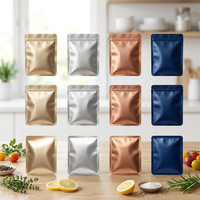 Sachet à fond plat personnalisé en stock avec poignée, en PE et feuille d'aluminium de qualité alimentaire, pour l'emballage du café moulu, idéal pour le café filtre.