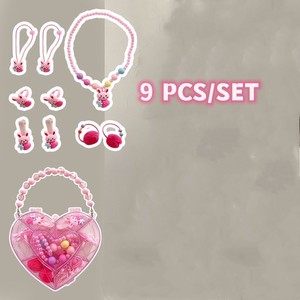 9 PCS Set Kids Hair Accessory Gift Princess Hair <b>Clip</b> Necklaces Bracelets <b>Rings</b> Jewelries Set With Handbag - Product Image 6