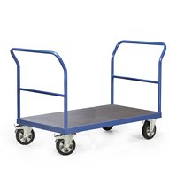 Carretilla de Plataforma de Acero con Recubrimiento en Polvo, Carro de Almacén con Doble Manija, Carretilla para Manejo de Materiales
