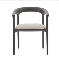 Fauteuil de salle à manger BST moderne en bois foncé avec dossier courbé monobloc et assise rembourrée beige pour hôtel