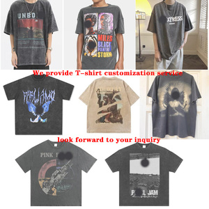 Haute qualité 230g manches courtes100 % coton t-shirts sans Logo personnalisé grande taille hommes surdimensionné lavage à l'acide Vintage t-shirt - Product Image 5