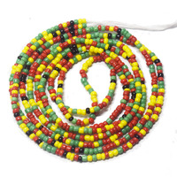 Fait à la main 50 pouces réglable en vrac, perles à nouer à la taille sur cordon de coton, chaîne de ventre, bijoux de corps, couleur rouge pour le leader