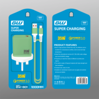 Chargeur mural USB 35W avec prise UK, QC3.0, chargeur rapide pour téléphone portable avec câble Type C, adaptateur secteur USB 35W à charge rapide