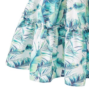 Vestido para niñas con estampado de hojas tropicales, vestido largo bohemio con cuello en V, vestido sin mangas para vacaciones en la playa de verano - Product Image 5