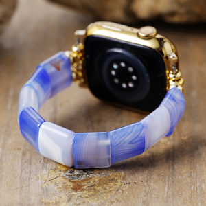 Bracelet de montre élastique en onyx de luxe pour <span class=keywords><strong>Apple</strong></span> <span class=keywords><strong>Watch</strong></span> Series 8-11, boucle ardillon, design respirant, 42mm/46mm - Product Image 4