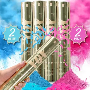Hot Sale Custom Handheld Gender Reveal Paper Confetti Poppers Blue Pink Biodegradable For Surprise Party Baby Shower Any Party