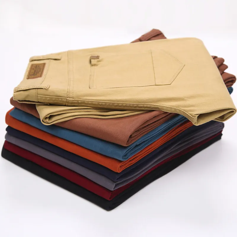 Classic Multiple Colour Men's Khaki Casual Pants New Business Fashion Office Leisure Comfortable Cotton Stretchy Slim Trousers