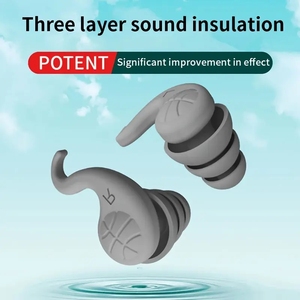 Reusable 1 Pair Silicone Swim Earplugs With Case Loop Earplugs Hearing Protection For Travel Concerts <strong>Sleeping</strong> - Product Image 4