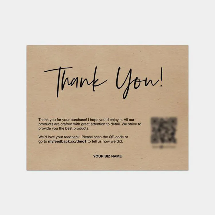Customized Protective Paper Letter Gift Card Thank You Card With Envelope And Stickers