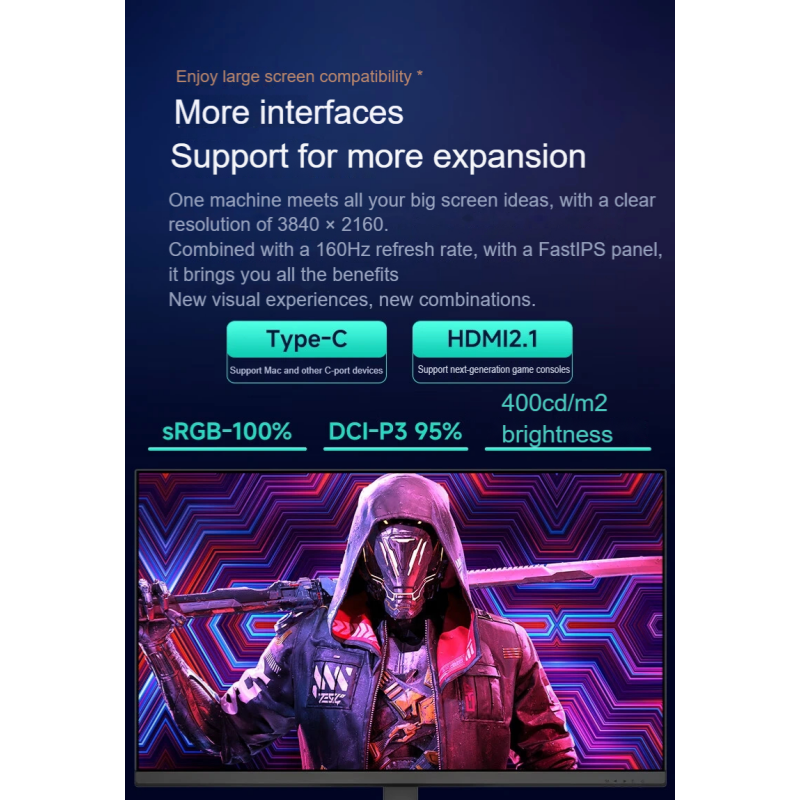 ORANGLES 32" 4K 160Hz Gaming Monitor | Fast IPS 1ms, HDR400, Adaptive Sync, HDMI 2.1 for PC, PS5, Xbox – Ultimate Gaming Display (Qatar) - angled perspective - presenting advantages - Image 4 of 6 | fits any environment | Purchase 32" 4K 160Hz Gaming Monitor | Fast IPS 1ms, HDR400, Adaptive Sync, HDMI 2.1 for PC, PS5, Xbox – Ultimate Gaming Display (Qatar) Michigan | Free Shipping ORANGLES