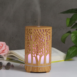 Crossborder Mini 180ml Wood Grain Aroma <b>Diffuser</b> With Led Light Usb Powered Humidifier For Home Essential <b>Oil</b> Lamp - Product Image 2