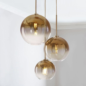 Commercio all'ingrosso moderno <span class=keywords><strong>lampadario</strong></span> in vetro con altezza regolabile fumoso <span class=keywords><strong>grigio</strong></span> oro sfere per scala di medie dimensioni - Product Image 6
