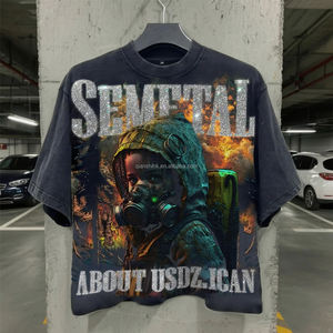 Printemps Boxy col rond 100% coton t-shirt décontracté hommes strass Streetwear haute qualité imprimé graphique surdimensionné T-shirts - Product Image 1