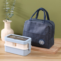 Boîte à lunch en plastique avec sac isotherme, boîte à lunch bento compatible micro-ondes, récipient alimentaire sans BPA, ensemble de boîtes à lunch en plastique