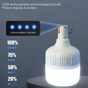 Bohlam lampu LED darurat tahan hujan, bohlam lampu LED darurat hemat energi untuk berkemah luar ruangan tenda tahan hujan isi ulang daya 30W