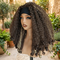 KEMY HAIR Vente en gros de perruques afro crépues bouclées de haute qualité, perruques synthétiques bon marché à boucles rebondissantes, fabriquées à la machine, avec bandeau pour femmes noires