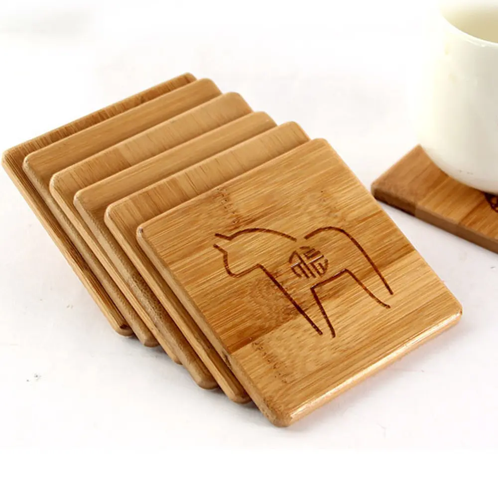 Good quality fancy cheap blank bamboo cup coaster wooden tea cup mat