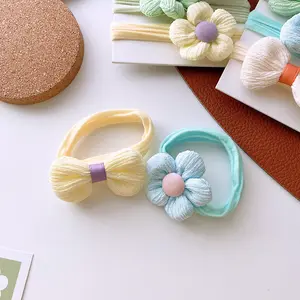 Bandeau élastique à fleurs et nœud pour cheveux de Style coréen, serre-tête décoratif pour bébé et enfant en bas âge