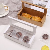 Boîte à gâteaux en papier kraft blanc fenêtre transparente en relief brillant laminé matériaux recyclés pour gâteaux de mariage tarte aux œufs Cupcakes
