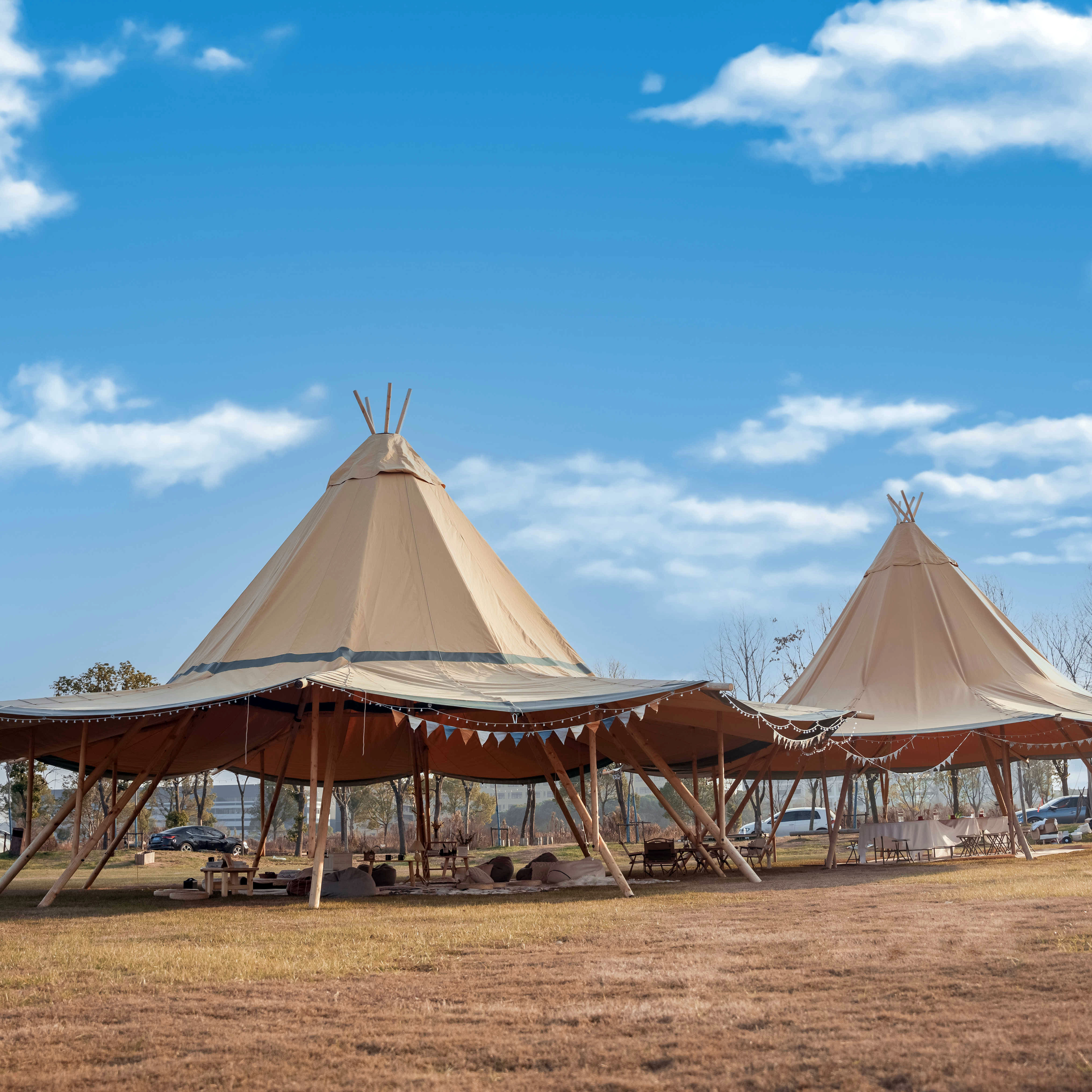 Tenda de chapéu tipi de algodão poli resistente para eventos grandes ao ar livre, tenda para casamento