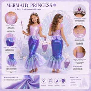 Nuevo Diseño 2026, ODM OEM, Mono Elegante de Halloween para Niños, Disfraz de Sirena de una Pieza para Niñas, Disfraces de Princesa Ariel - Product Image 1