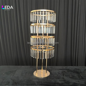 LEDA Crystal Cascade Centerpiece Stand Gold Metal Wedding <b>Table</b> <b>Decoration</b> Luxury Party Decor - Product Image 2