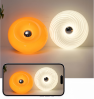 Lampe murale LED tactile créative en verre, rechargeable, à intensité variable, pour salon, chevet, couleur orange crème rose, style donut, lampe de table LED