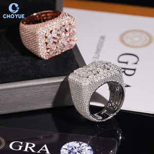 Anillo de Plata de Ley 925 con Moissanita VVS y Diamantes Multicorte, Estilo Hip Hop, Completamente Pavimentado, para Fiesta, Unisex - Product Image 2