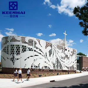 Thiết kế hiện đại tùy chỉnh bên ngoài nhôm đục lỗ tấm Tường trang trí cho bên ngoài sử dụng ngoài trời trong khách sạn và trường học - Product Image 6