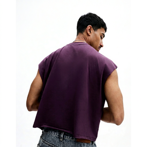 Beejees Apparel T-shirt sans manches pour homme, col rond, rouge uni, coupe régulière, décontracté, en coton tricoté - Product Image 3