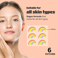 20 Patchs Hydrocolloïdes Arc-en-ciel Colorés pour l'Acné et les Boutons, Forme Cœur 14mm, Sans Cruauté Animale, pour Tous Types de Peau